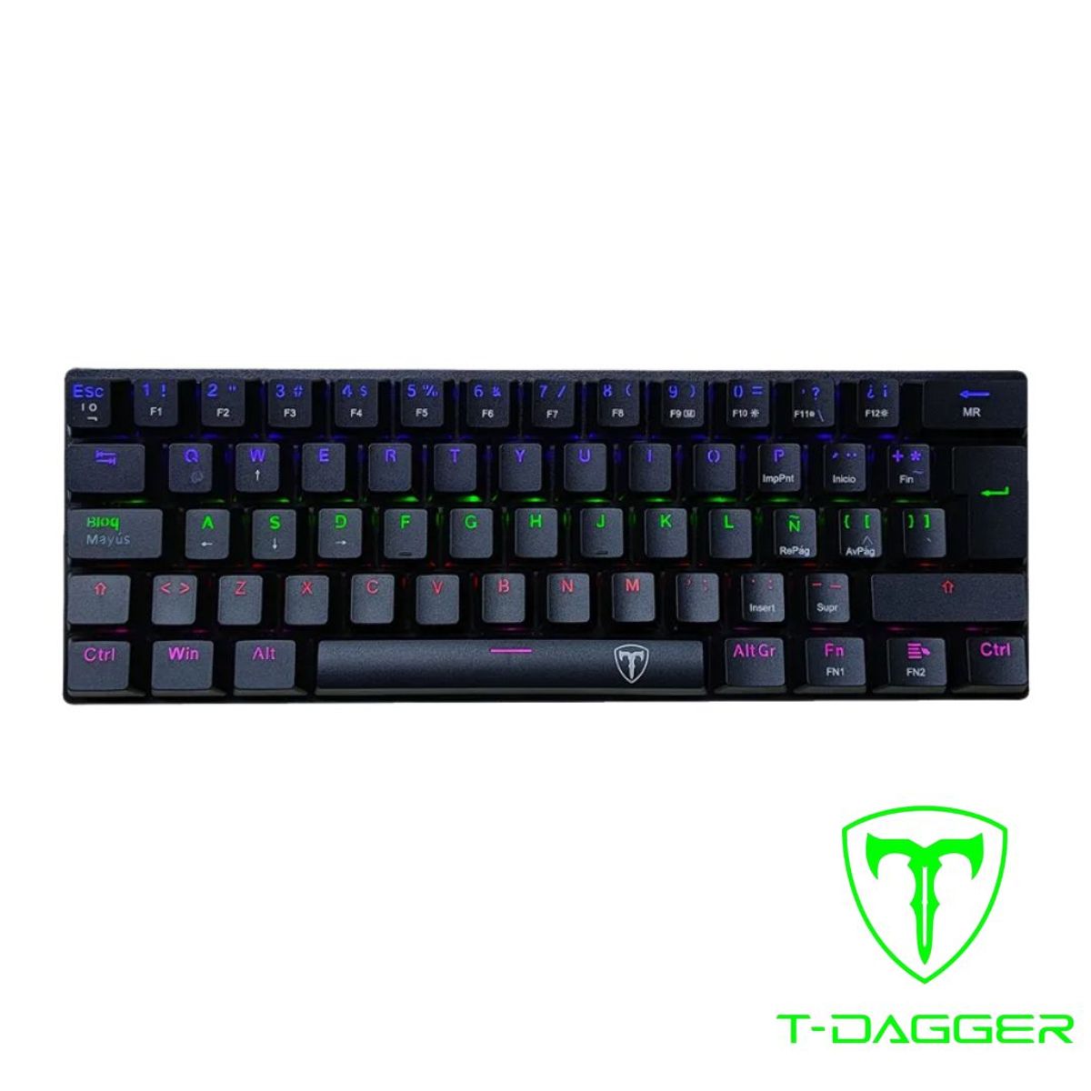 T-DAGGER - Teclado T-Dagger ARENA Rainbow Spanish T-TGK321-BR BLACK BROWN SWITCH