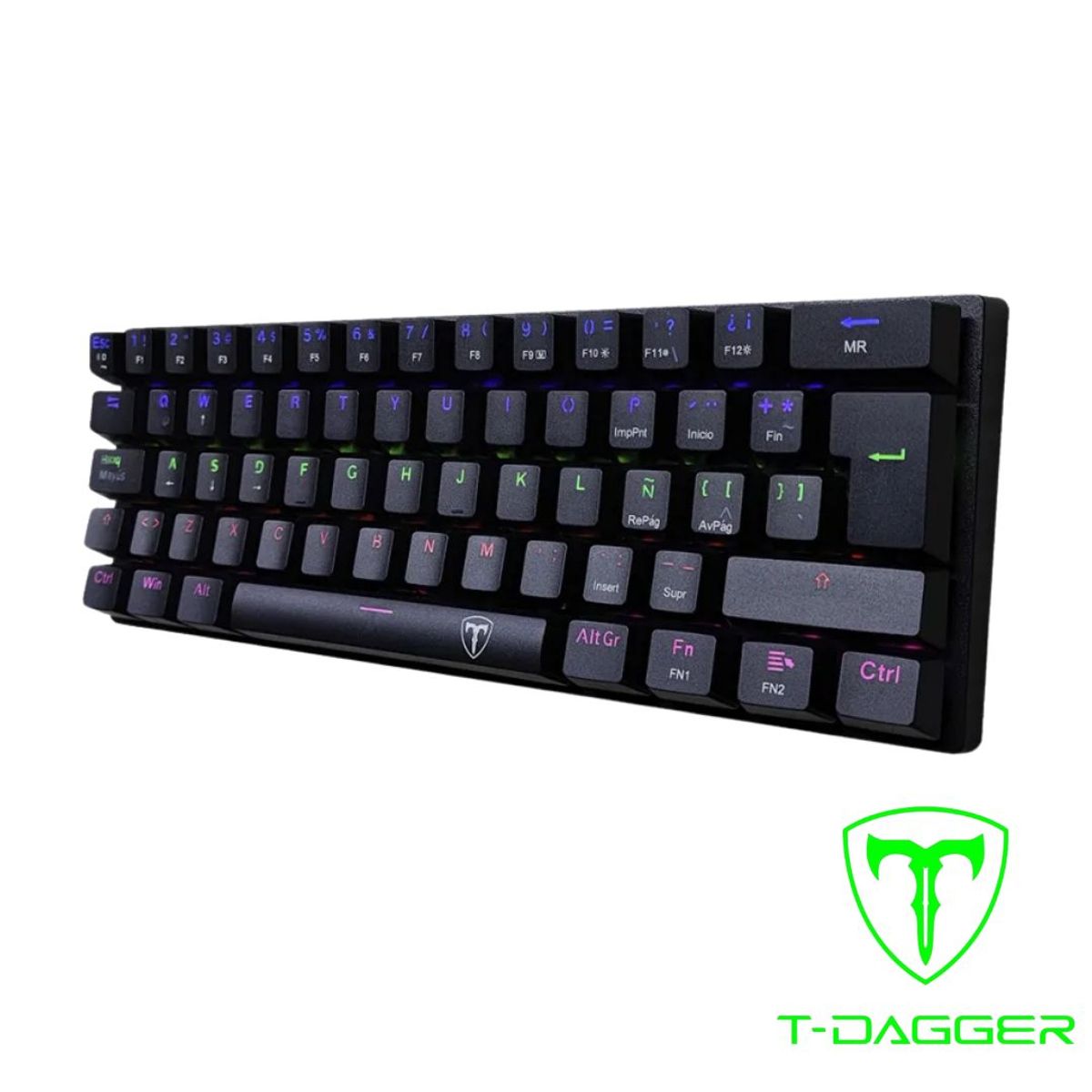 T-DAGGER - Teclado T-Dagger ARENA Rainbow Spanish T-TGK321-BR BLACK BROWN SWITCH