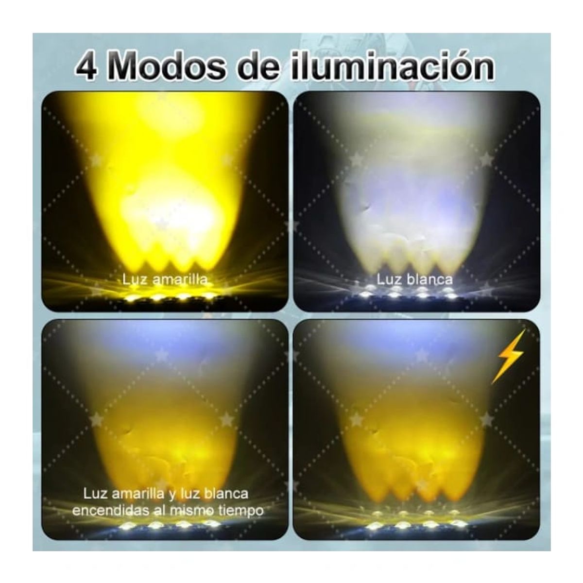 GENERICO - Faro Auxiliar Led Lupa dual amarillo y blanco luz fijo-flash