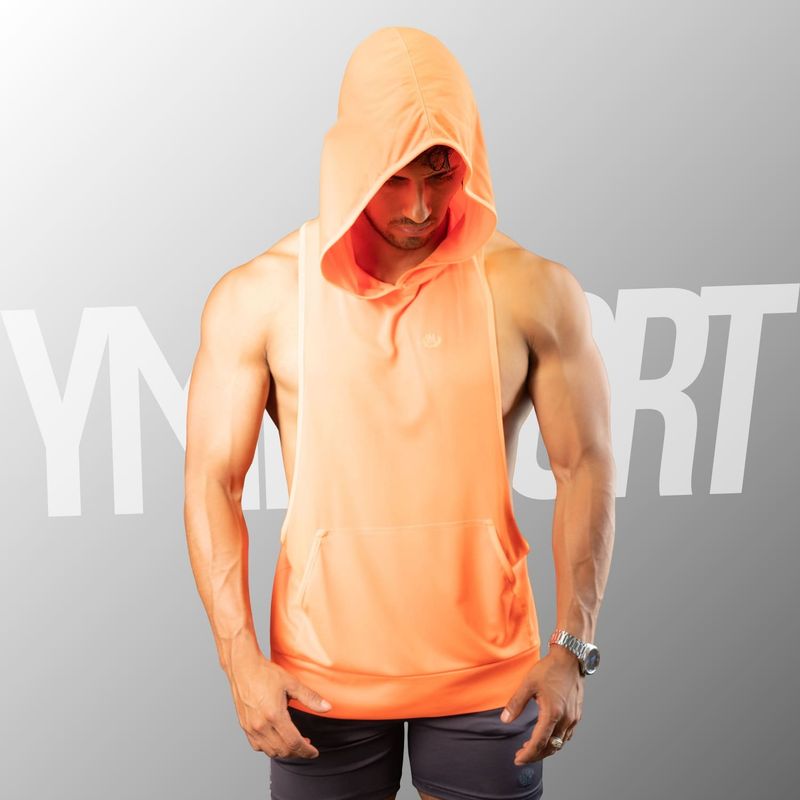 YML SPORT - Tank Top con Capucha Entrenamiento Hombre BVD GYM Anaranjado YML Sport
