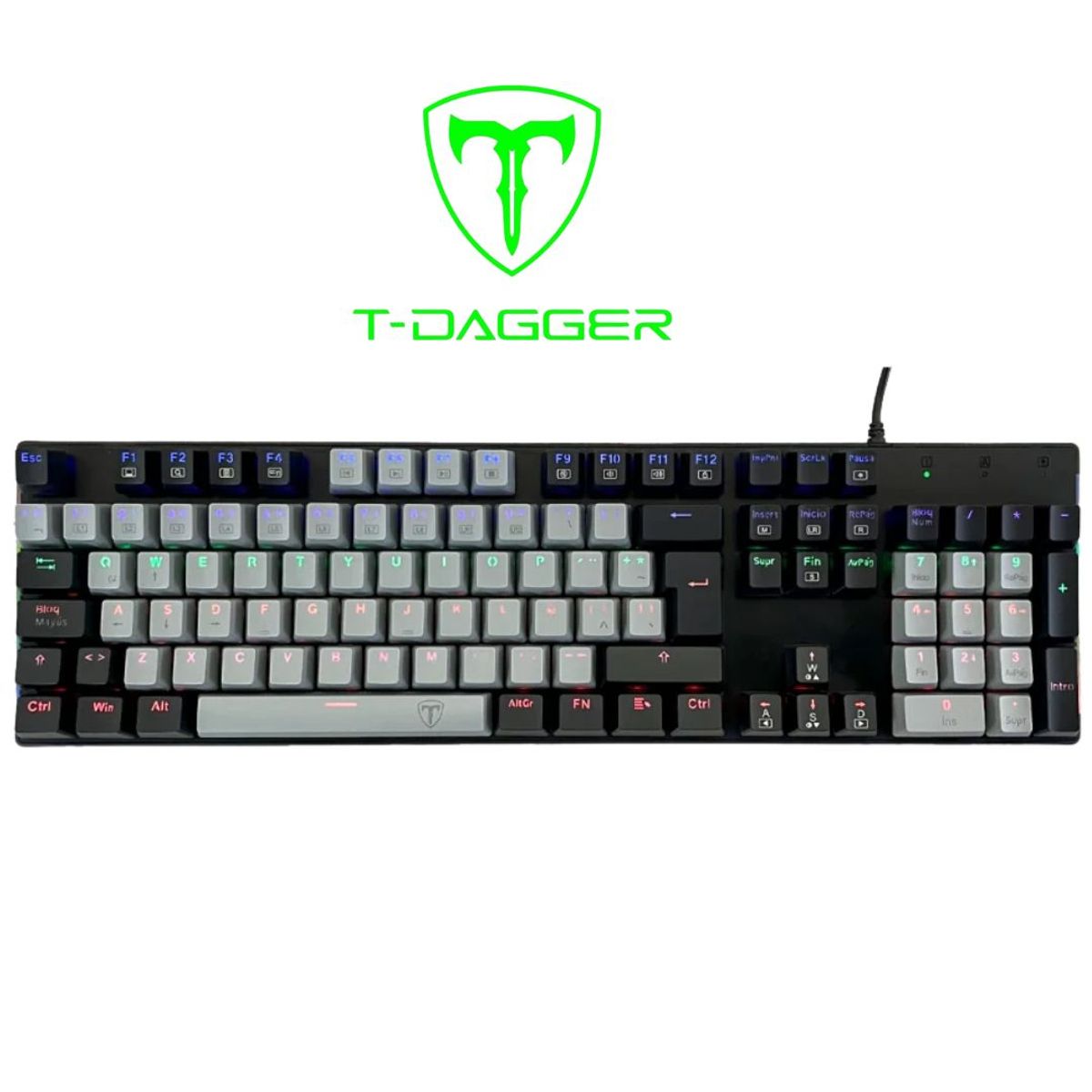 T-DAGGER - Teclado T-Dagger NAXOS Rainbow Spanish T-TGK310-GW-SP GREY