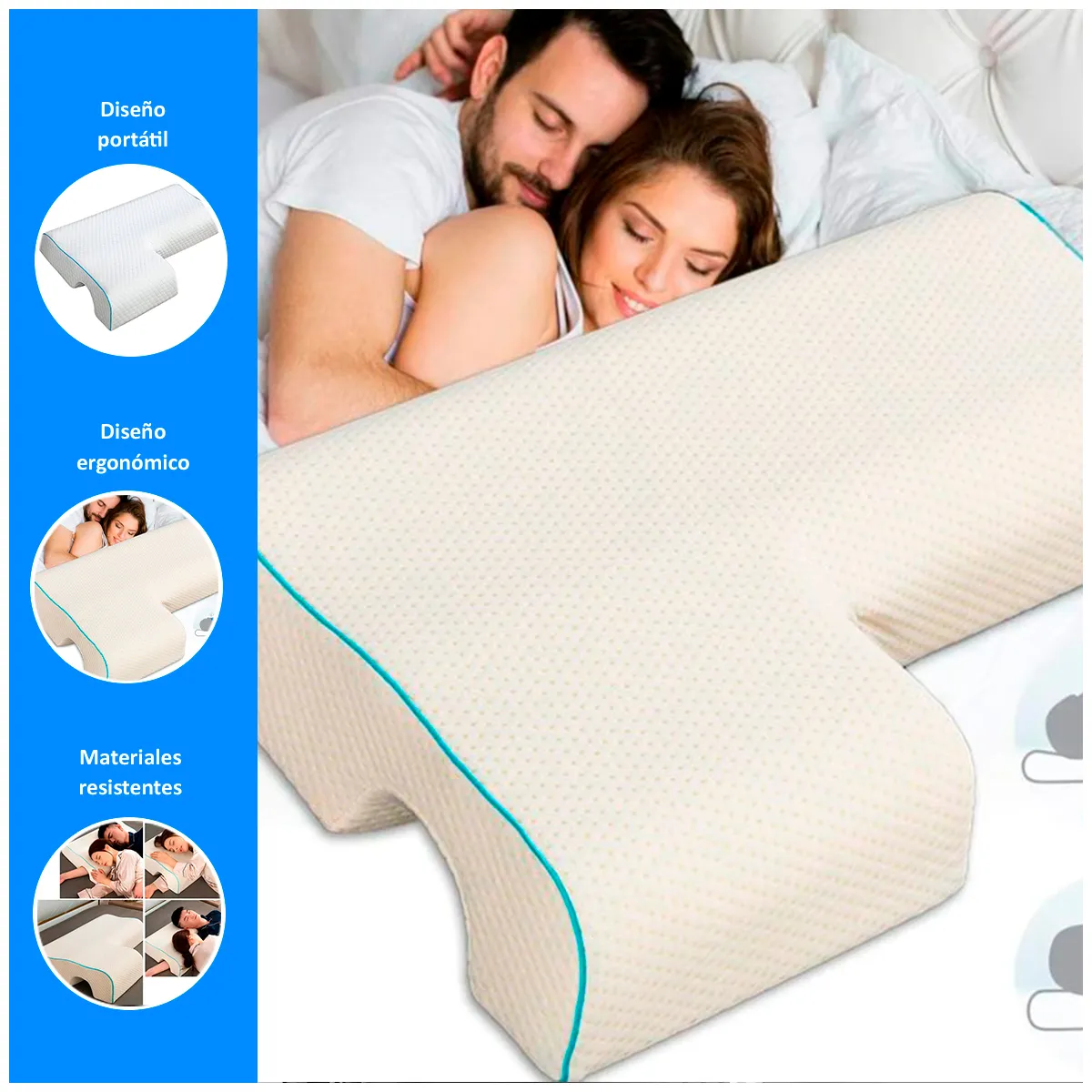 GENERICO - Almohada de Espuma Cervical Ergonómica para Dormir en Parejas