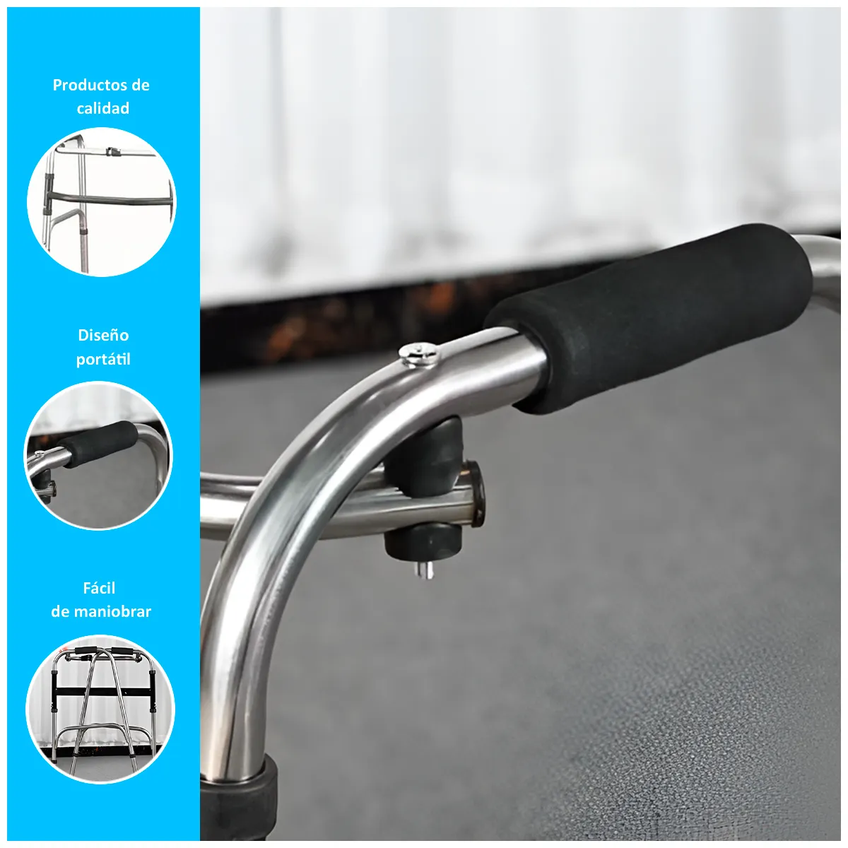 GENERICO - Andador de Auminio Plegable con Patas de Apoyo Antideslizante