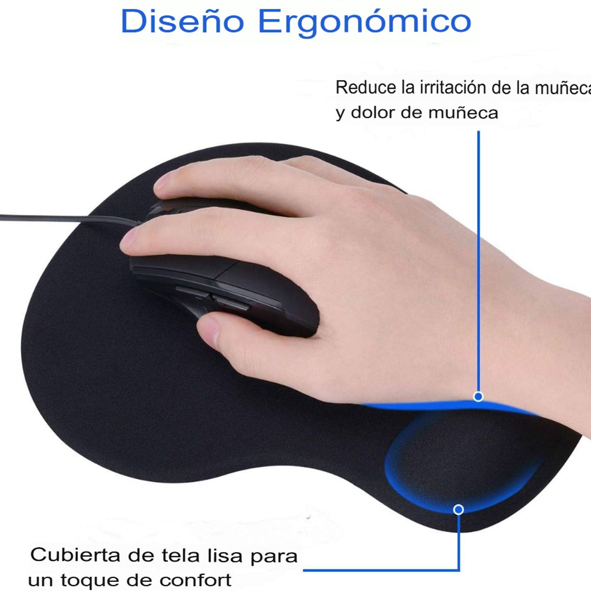 GENERICO - PACK DE 2 MOUSE PAD GEL PREMIUM ANTIDESLIZANTE ERGONÓMICA NEGRO Y ROJO
