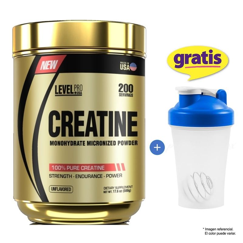 LEVEL PRO - CREATINA 500 GR LEVEL PRO Sabor NATURAL 200 SERVICIOS