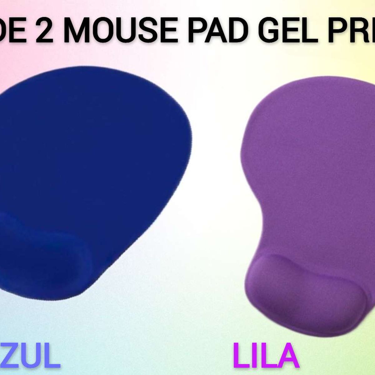 GENERICO - PACK DE 2 MOUSE PAD GEL PREMIUM ANTIDESLIZANTE ERGONÓMICA AZUL Y LILA