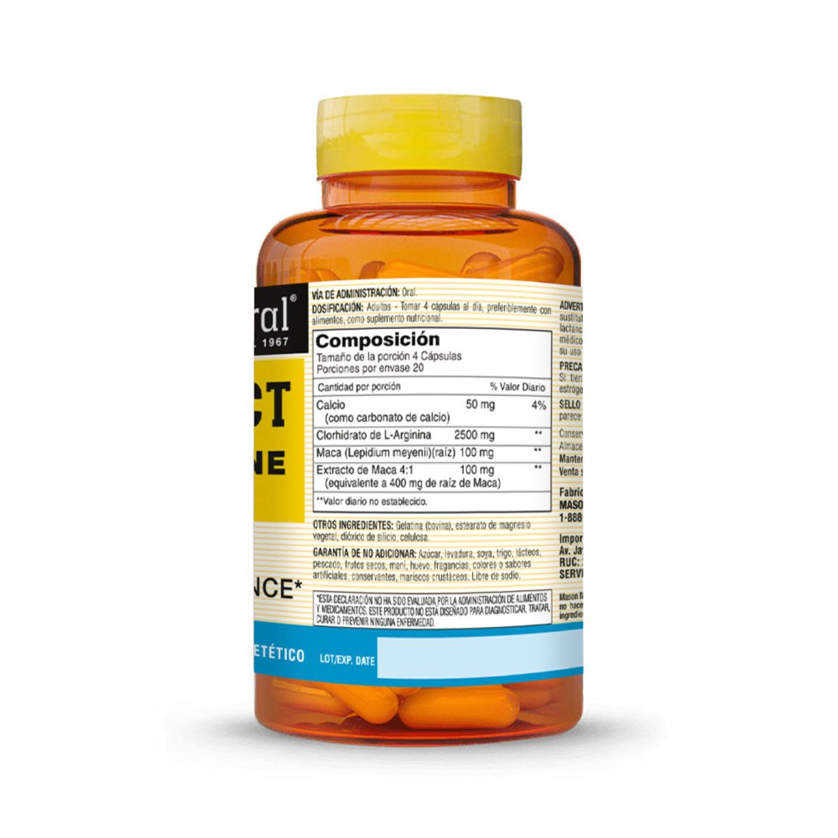 MASON NATURAL - Vein Erect con Maca y L-Arginina - Mason Natural - 80 Cápsulas