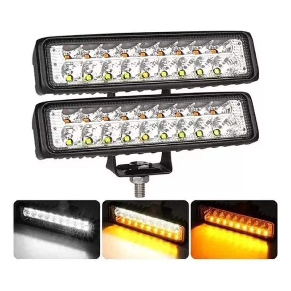 GENERICO - Barra 18 Led Lupa Blanco Ambar Fija 12-24v 17CM