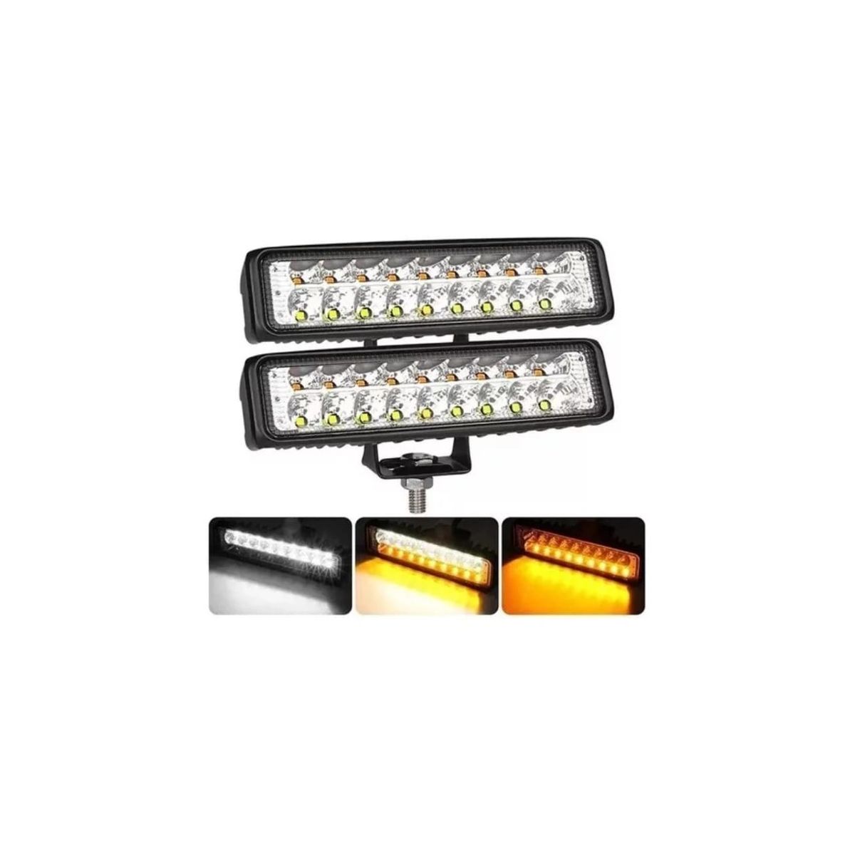 GENERICO - Barra 18 Led Lupa Blanco Ambar Fija 12-24v 17CM