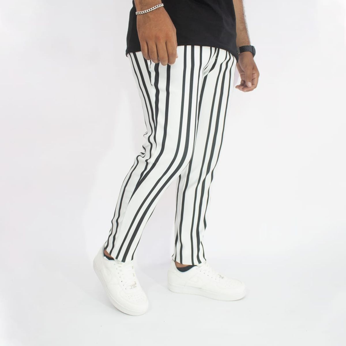 DM DEXMEN - Pantalón Dexmen Seda Rayas Blanco