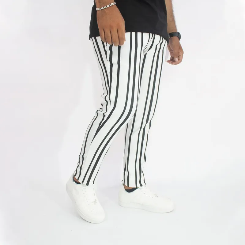 DM DEXMEN - Pantalón Dexmen Seda Rayas Blanco