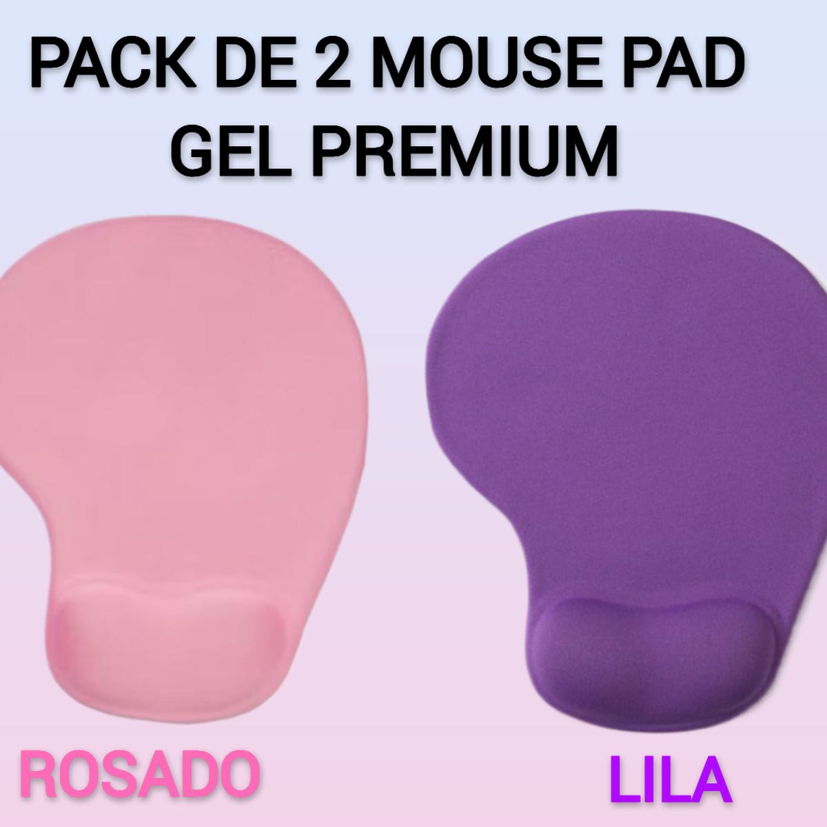 GENERICO - PACK DE 2 MOUSE PAD GEL PREMIUM ANTIDESLIZANTE ERGONÓMICA ROSA Y LILA