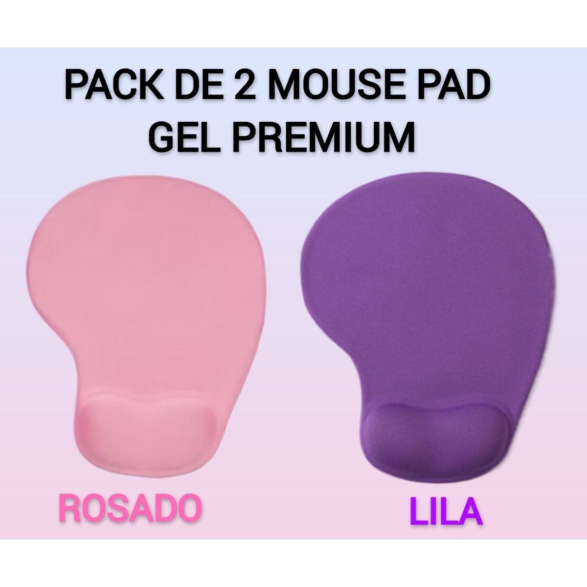 GENERICO - PACK DE 2 MOUSE PAD GEL PREMIUM ANTIDESLIZANTE ERGONÓMICA ROSA Y LILA