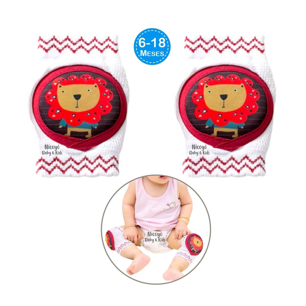 BABY - Rodilleras Acolchonadas Anti Golpes para Bebés -León Blanco