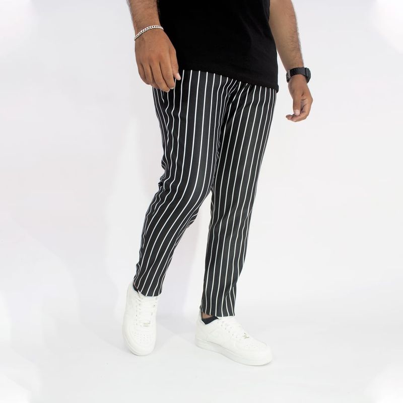 DM DEXMEN - Pantalón Dexmen Seda Rayas Negro