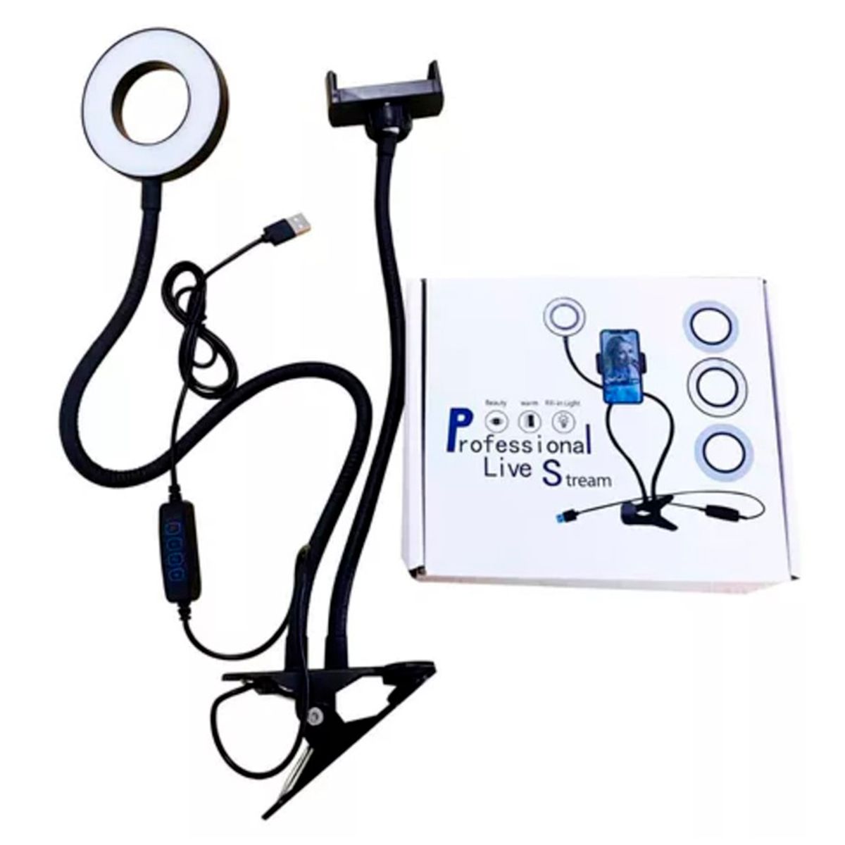 GENERICO - Aro de Luz LED para Mesa con Soporte para Celular