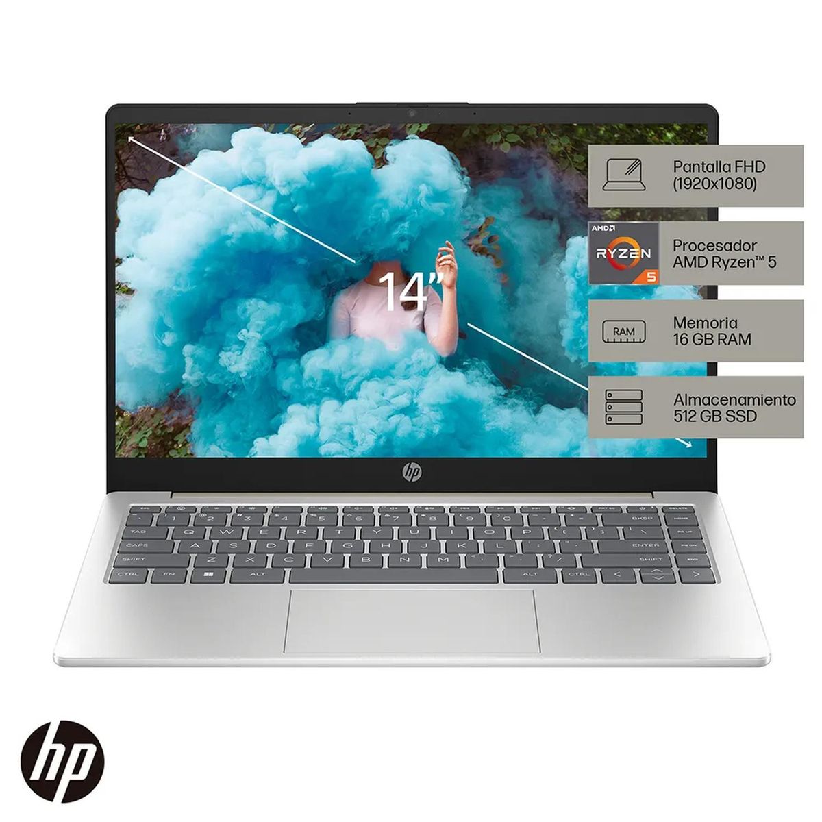 HP - Laptop HP 14-em0010la AMD Ryzen 5-7520U 16GB RAM 512GB SSD