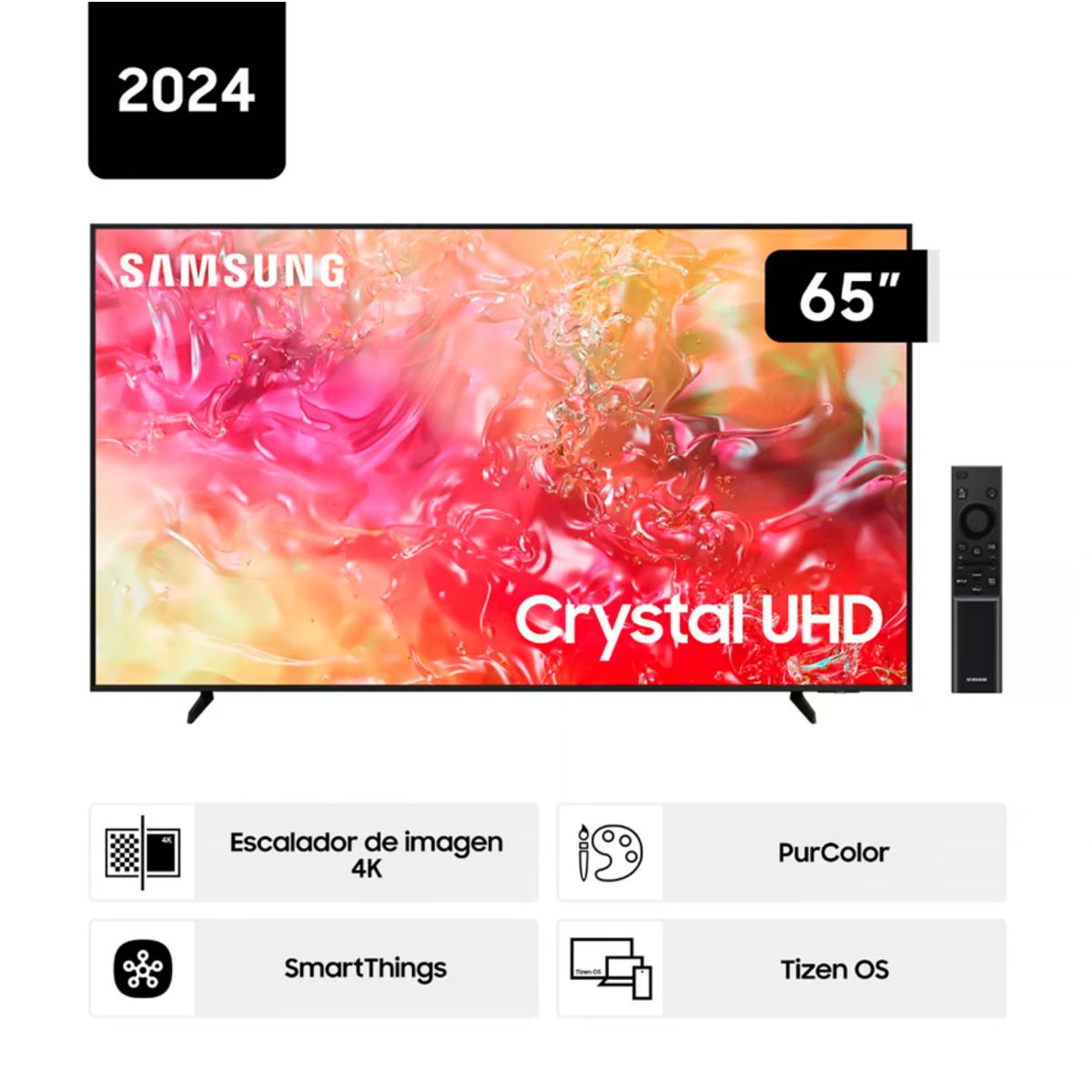 SAMSUNG - Televisor Samsung 65 Pulg. Crystal Smart TV Tizen UHD 4K UN65DU7000GXPE