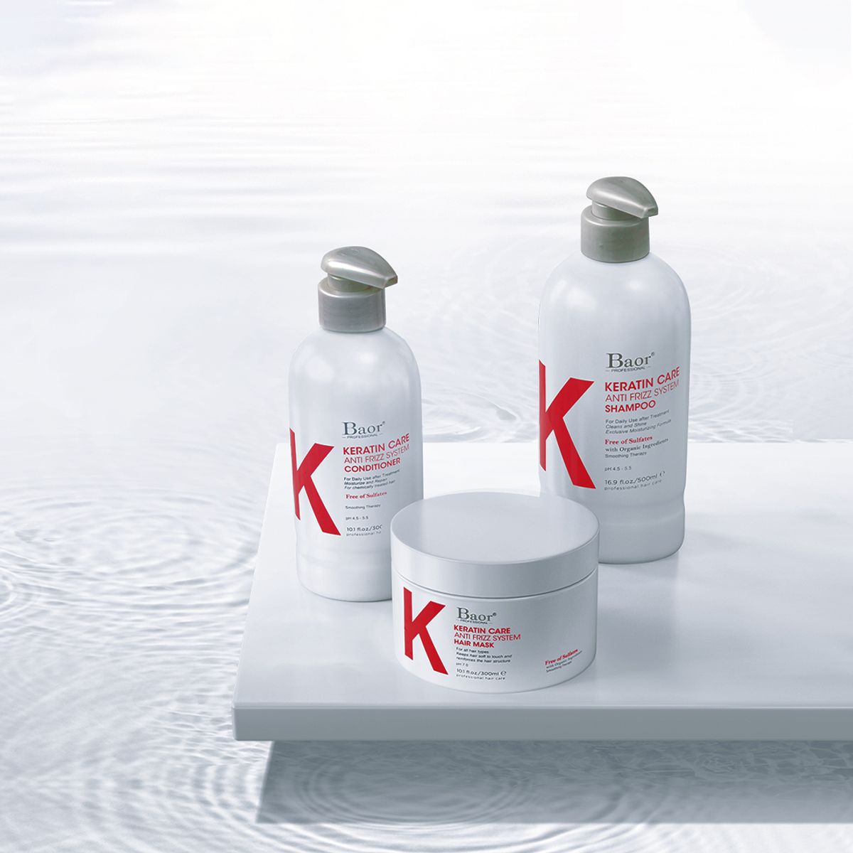 BAOR PROFESSIONAL - BAOR KERATIN CARE Shampoo 500 ml + Conditioner 300 ml + Mask 300 ml