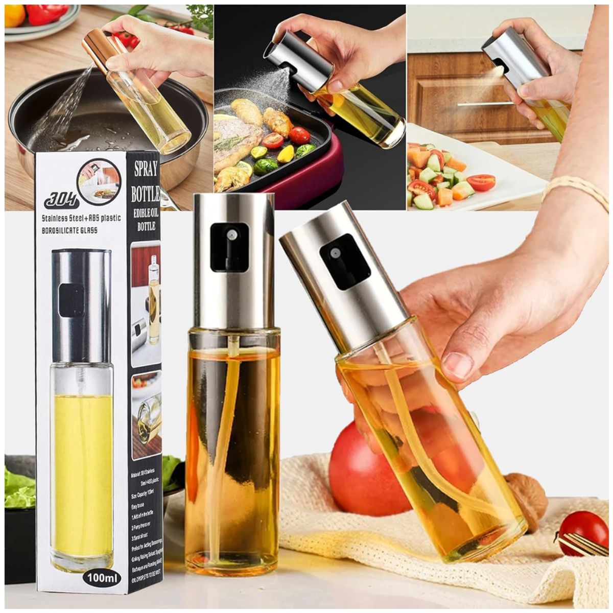 MINARI - Set X3 Aceitero Spray Dispensador de Aceite Vinagre - Color Aleatorio