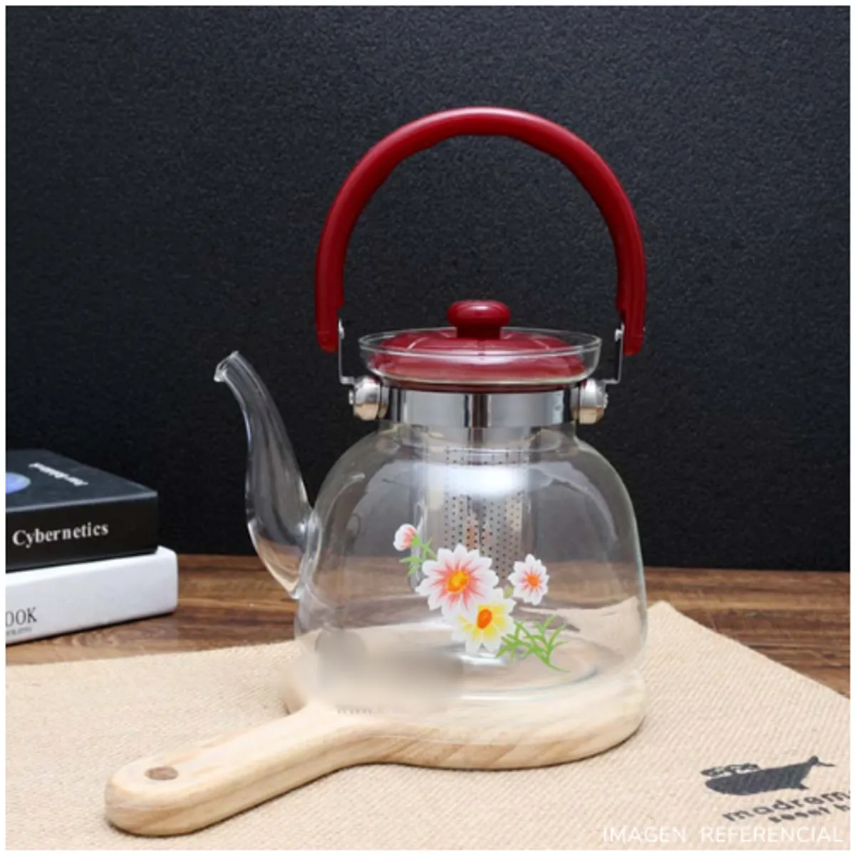 INSPIRA MARKET - Tetera de Vidrio 1400ML con Tapa Vintage