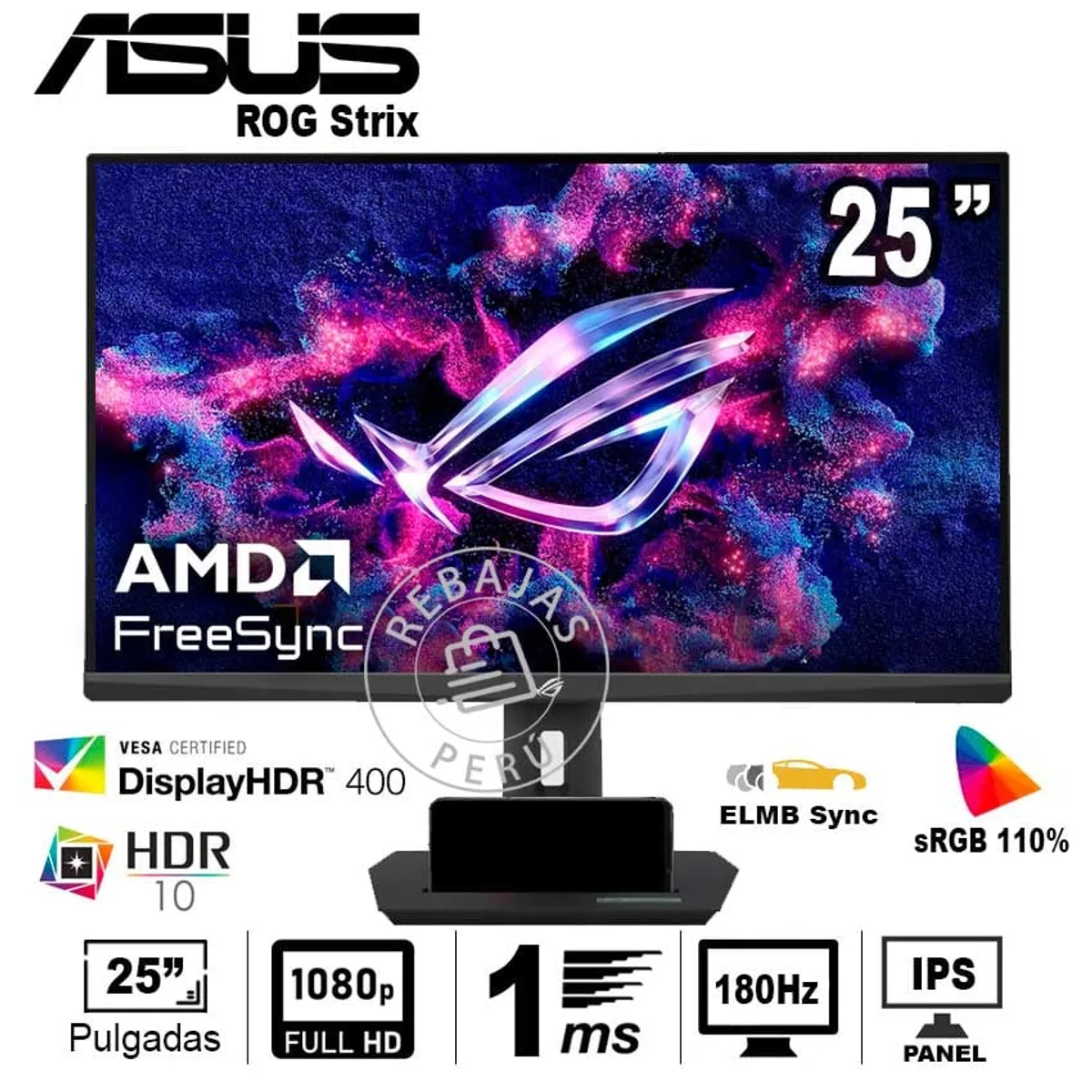 ASUS - Monitor ASUS ROG Strix XG259CS 25 FHD 180Hz Fast IPS HDMI USB-C