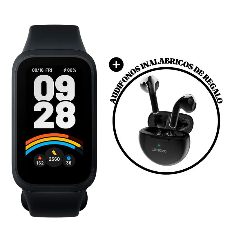 XIAOMI - Smartwatch Xiaomi Band 9 Active + Audífonos Lenovo HT38 de Regalo