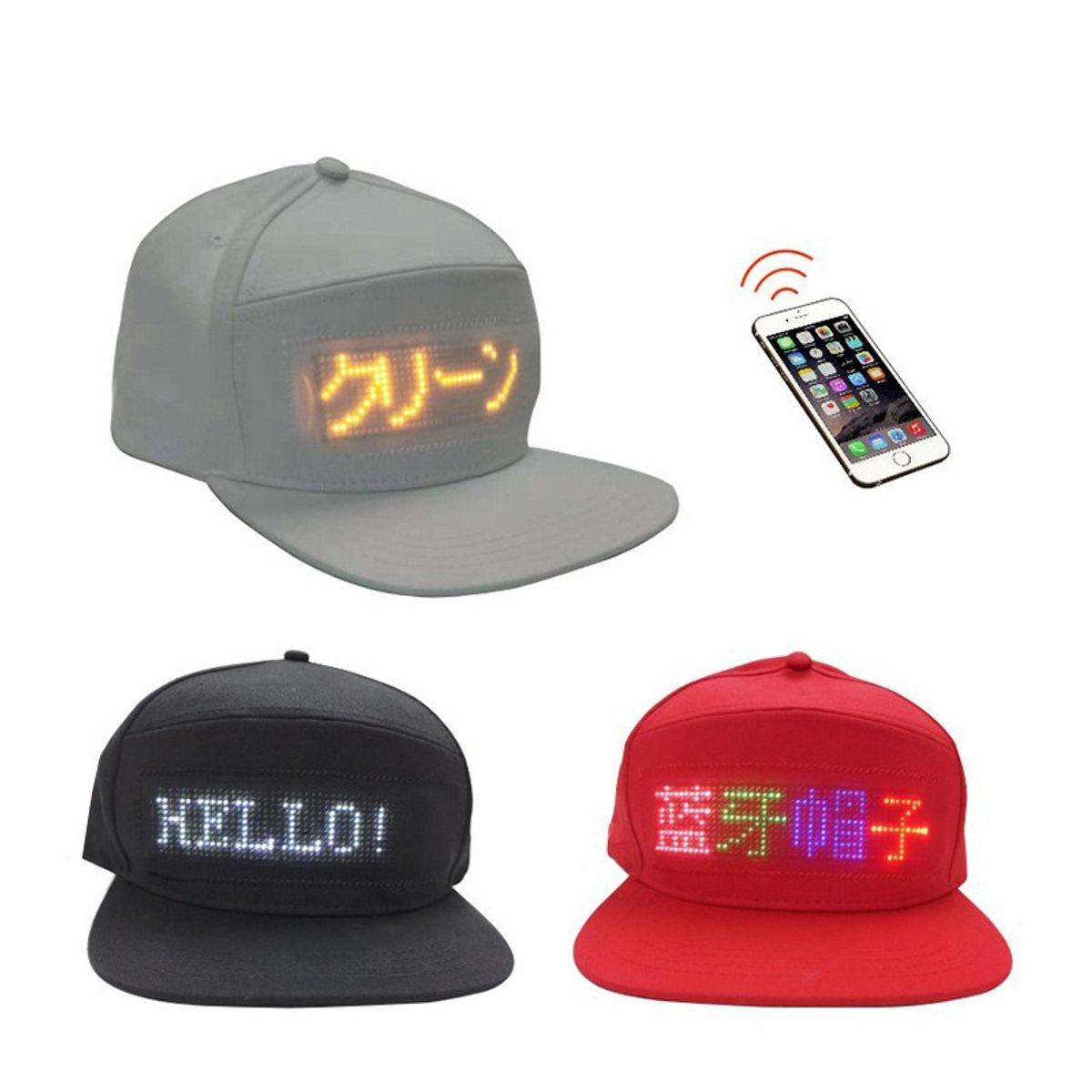 GENERICO - GORRA PANTALLA LUZ LED PERSONALIZABLES CON APLICATIVO SMART