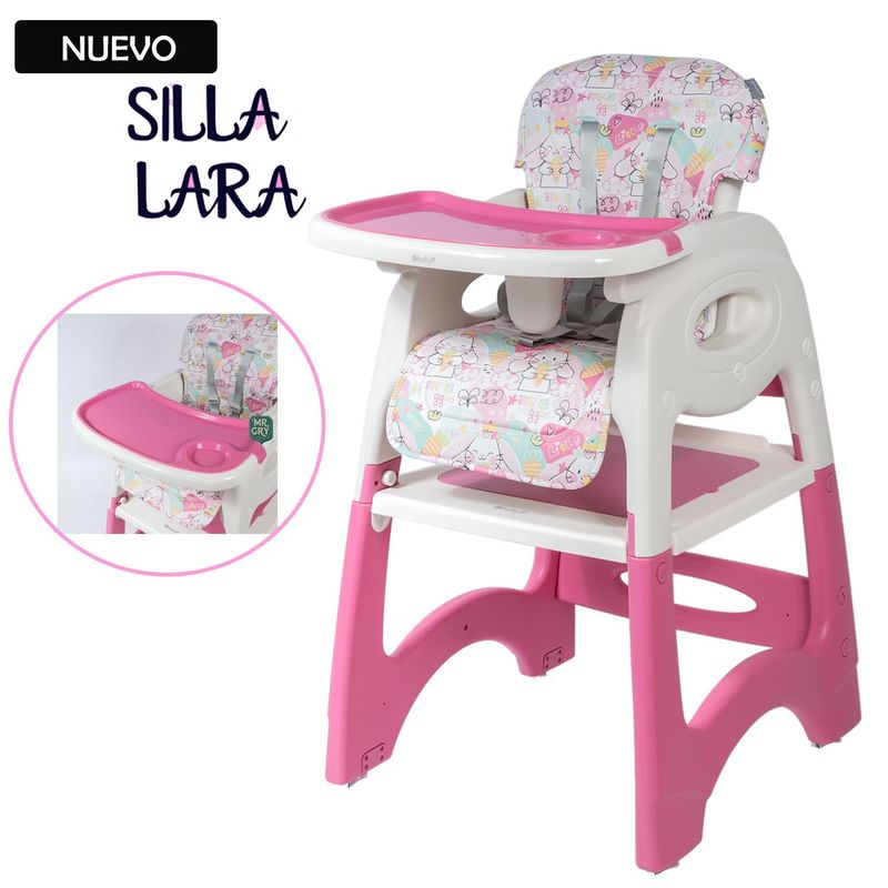 EBABY - Silla de Comer Carpeta para Bebe LARA Rosado
