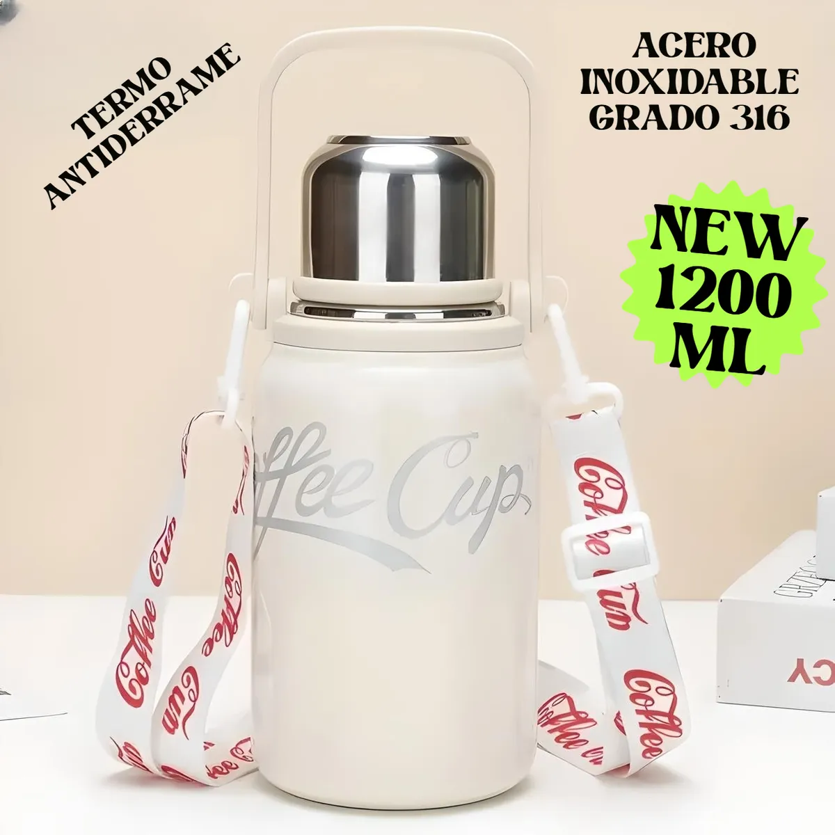 GENERICO - TERMO TOMATODO BOTELLA  ACERO INOXIDABLE TÉRMICO 1200ML