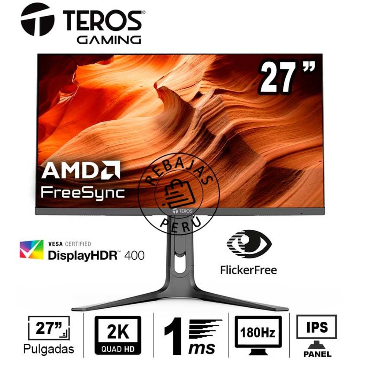 TEROS GAMING - Monitor Gaming TEROS TE-2753G 27 QHD IPS 180Hz 1ms FreeSync HDR