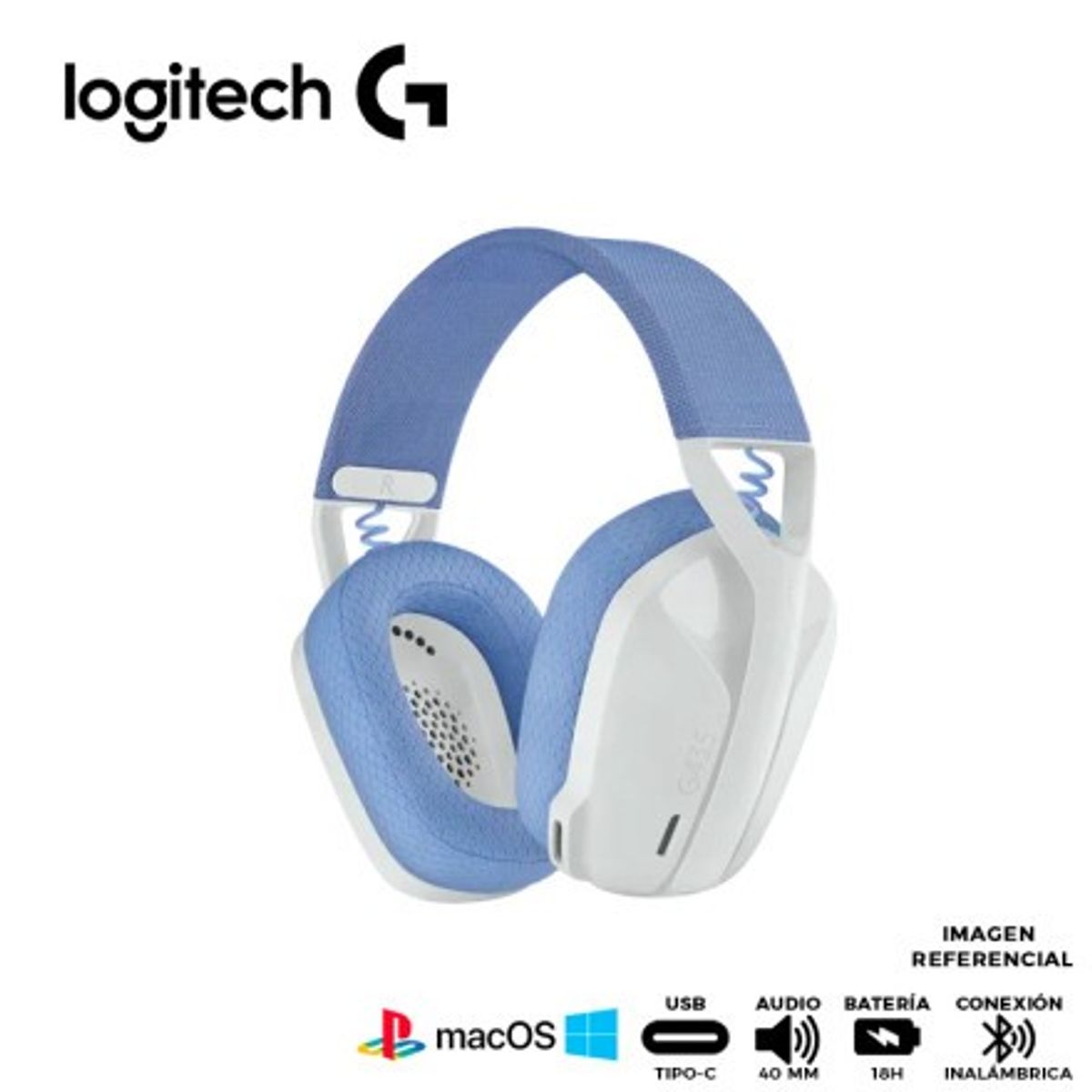 LOGITECH - Audifono Gamer Logitech G435 LightSpeed Bluetooth  blanco