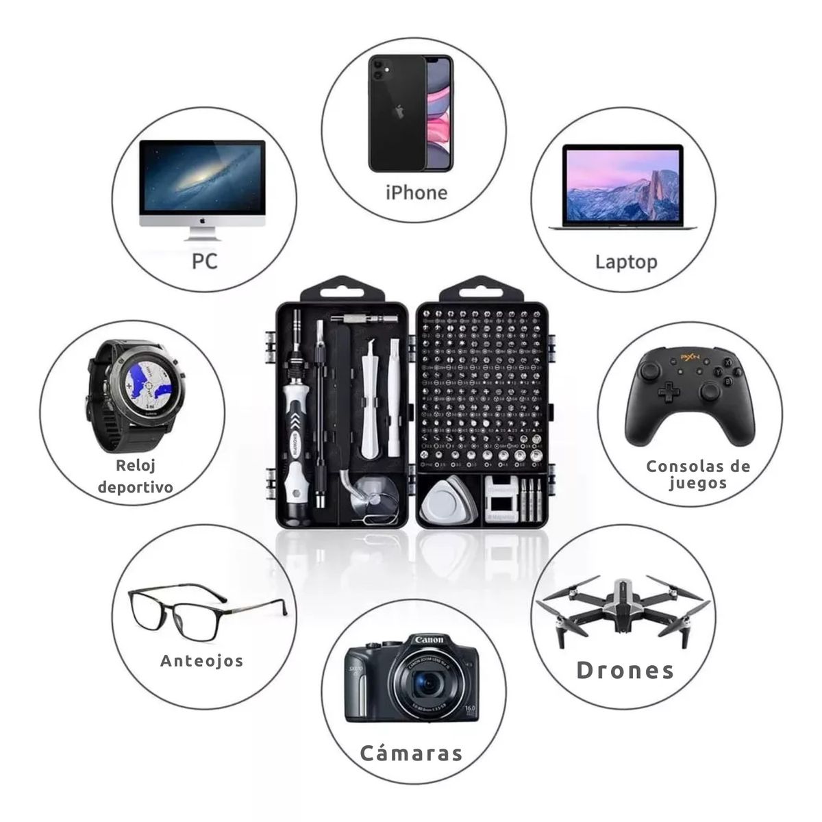 GENERICO - Kit Destornillador 110 Pz, Consolas, Laptop, Mac, Celulares