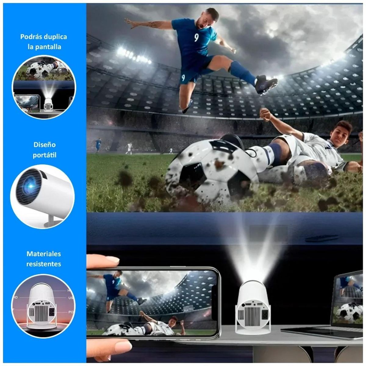 GENERICO - Proyector Smart 4K HY300 Android11 Wifi Bluetooth 150"+Aplicaciones