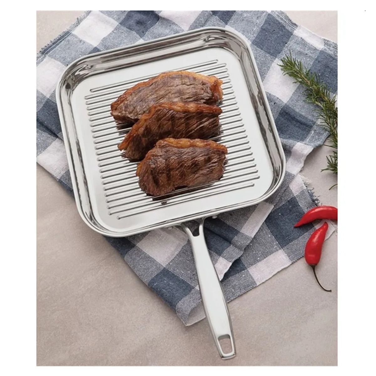 TRAMONTINA - SARTEN GRANO TRAMONTINA PLANCHA PARRILLERA BIFERA TRIX 49X28 CM