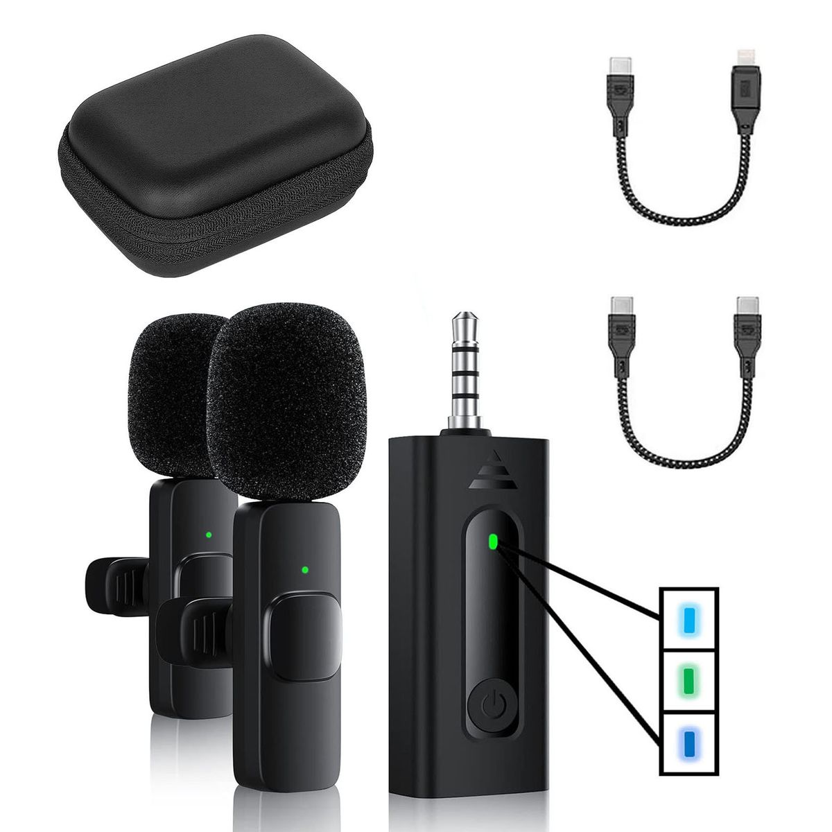 OEM - Micrófonos Dual K35 con Estuche para cámaras,  IOS, Tipo C y equipos