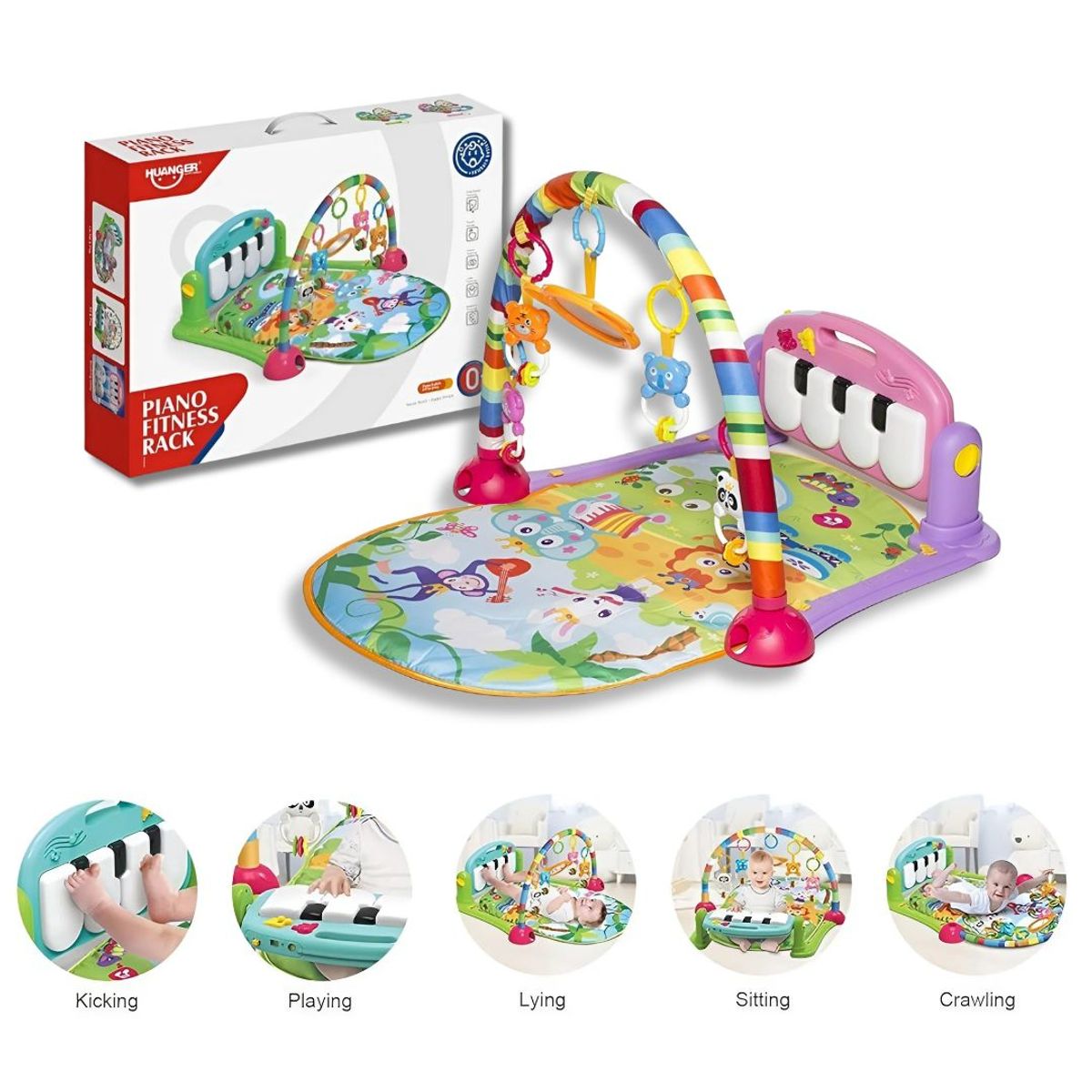 HUANGER - Huanger – Gimnasio Multifunción de Juegos 3 en 1 con Piano Pataditas para Bebé Niña