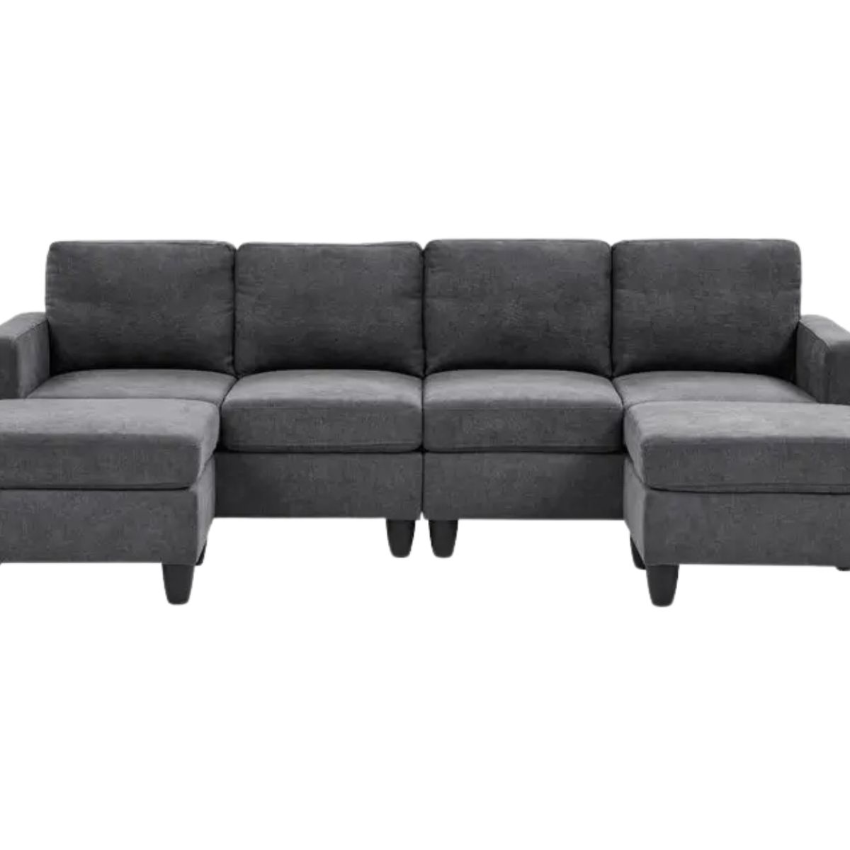 GENERICO - Sofa Argos Seccional 2 piezas y 2 puff - Color Plomo