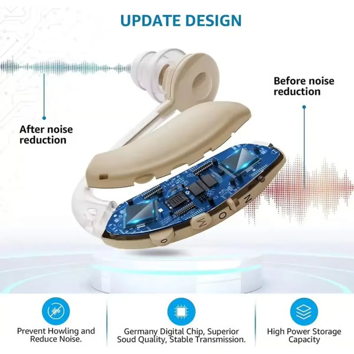 GENERICO - AUDIFONO AURICULAR PARA SORDERA SORDO RECARGABLE COLOR PIEL 72 HORAS