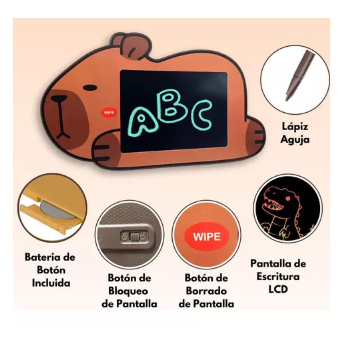 GENERICO - Pizarra Magica Capibara Lcd De Dibujo Para Niños 8,5 Pulgada