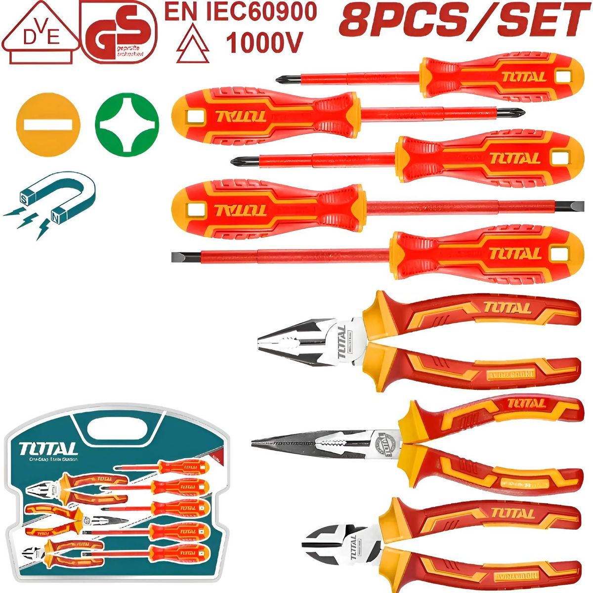 TOTAL TOOLS - Destornilladores Dieléctricas Set X 8pcs 1000v -THKIST3082