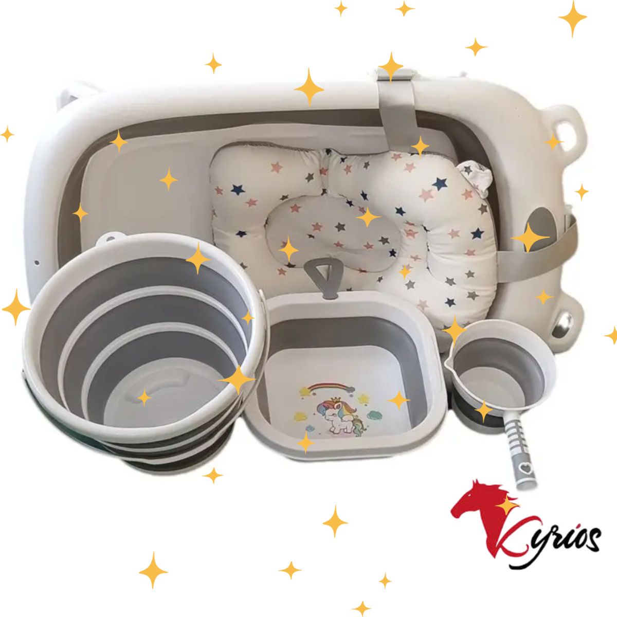 NO LOGO - Bañera Plegable Con Set De Limpieza Para Bebes