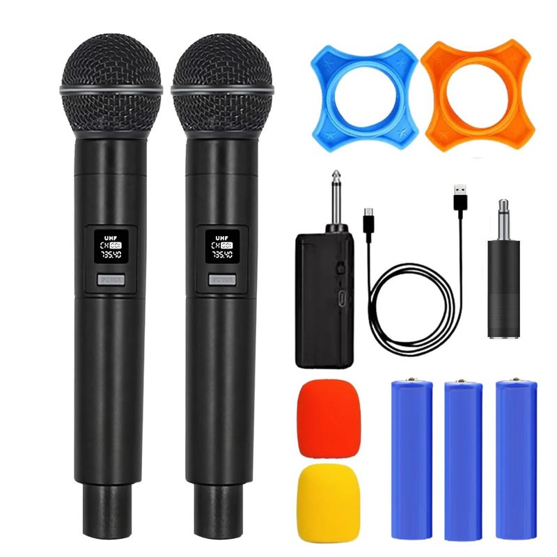 SANC - Micrófono Inalámbrico Recargable Karaoke y Profesional Kit 2 unidades