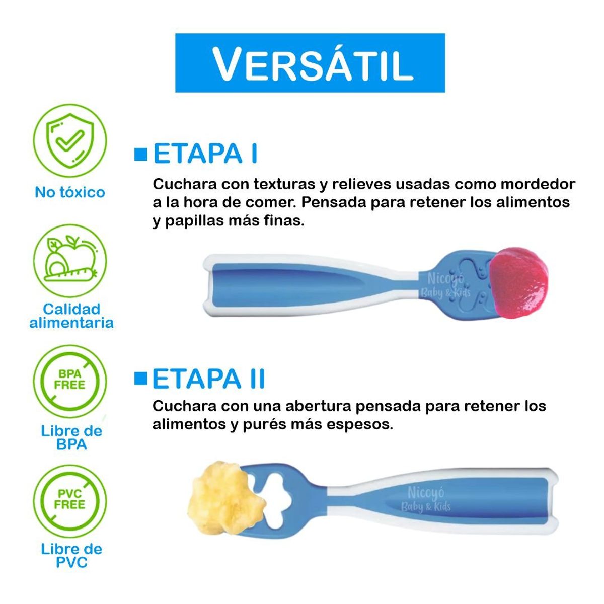 GENERICO - Set de 2 Pre Cucharas de Aprendizaje para Bebés AZUL