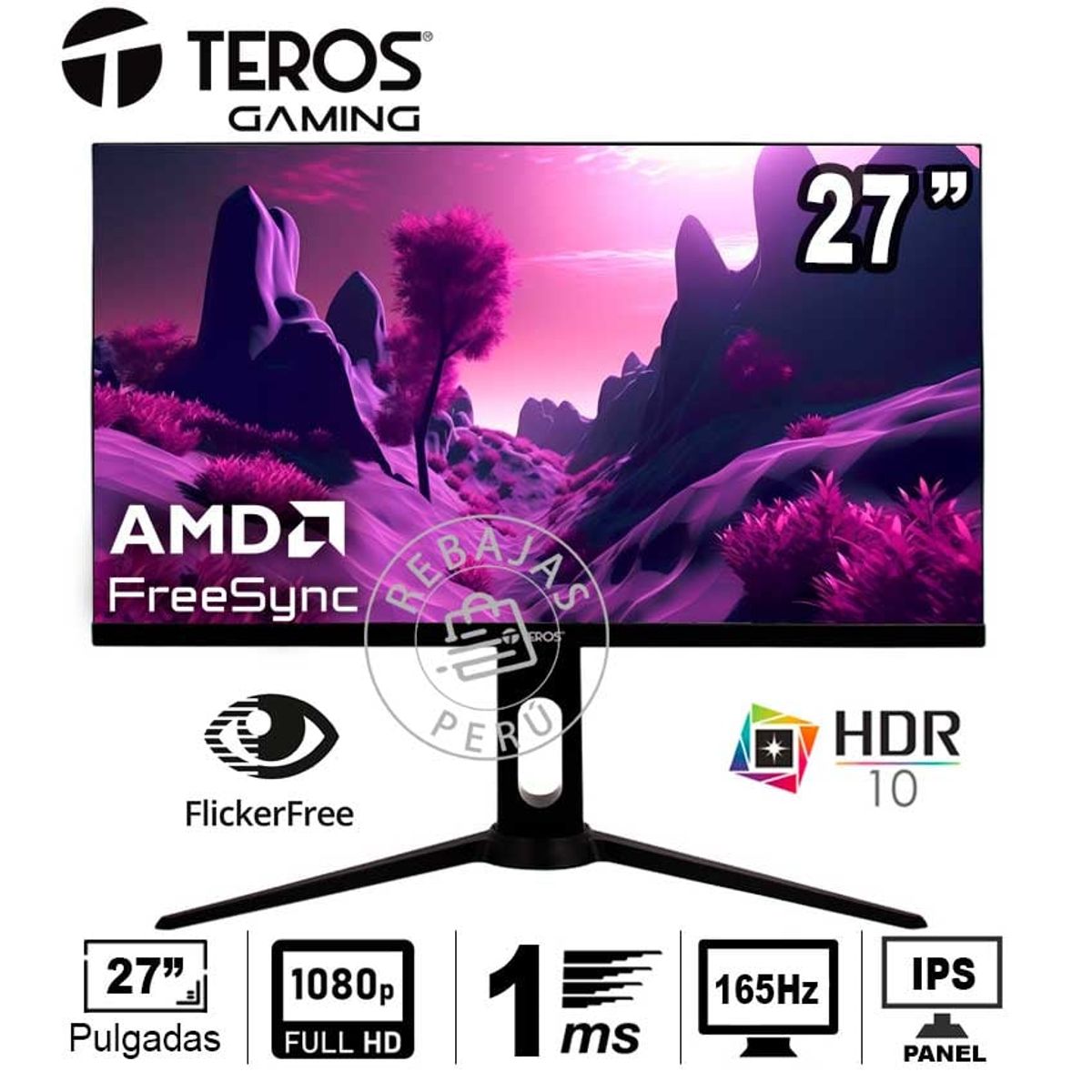 TEROS GAMING - Monitor TEROS TE-2752G FHD 27" 165 Hz, 1 ms, IPS, FreeSync, VESA Pivot