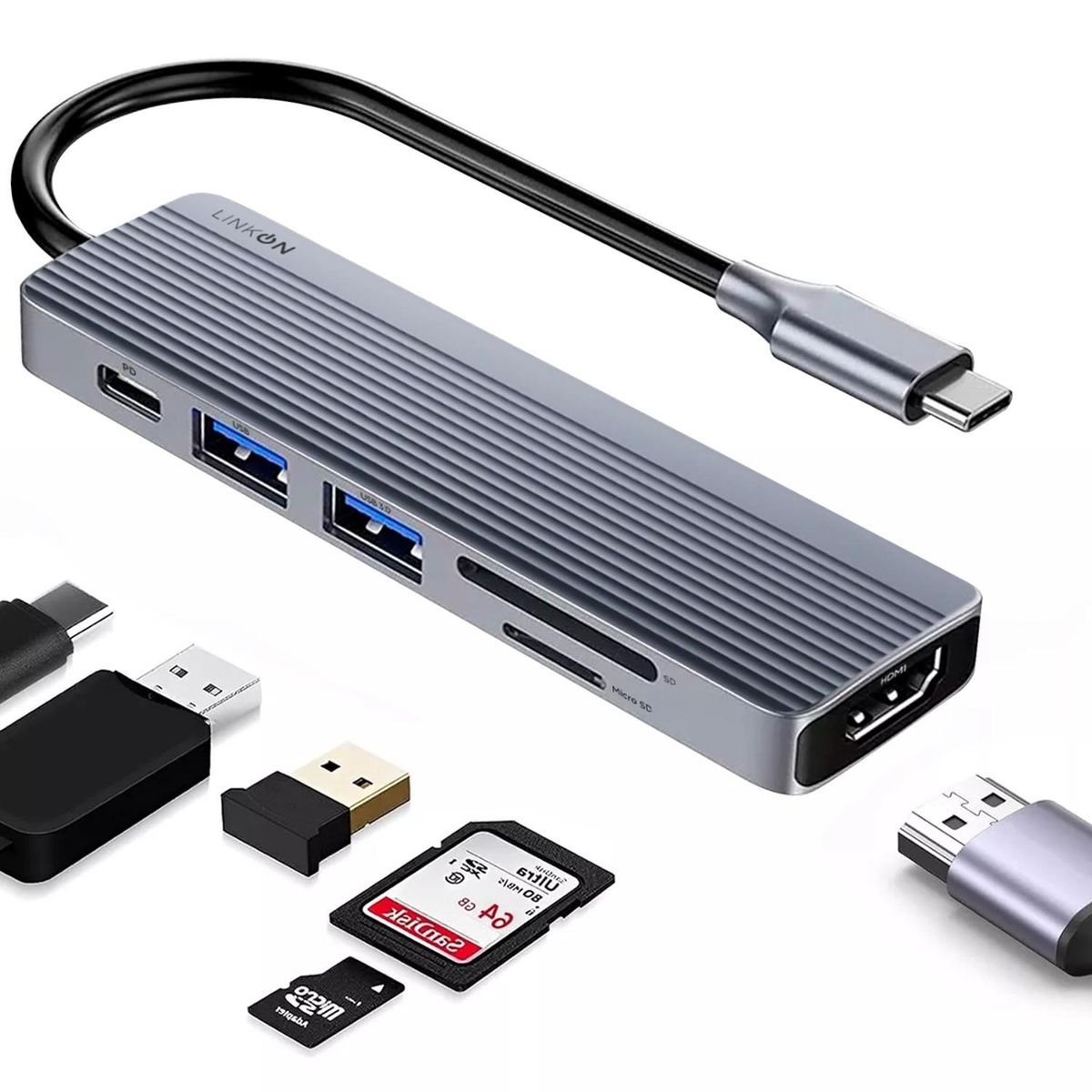 GENERICO - Hub Adaptador Usb Tipo C 6 En 1 Para Mac