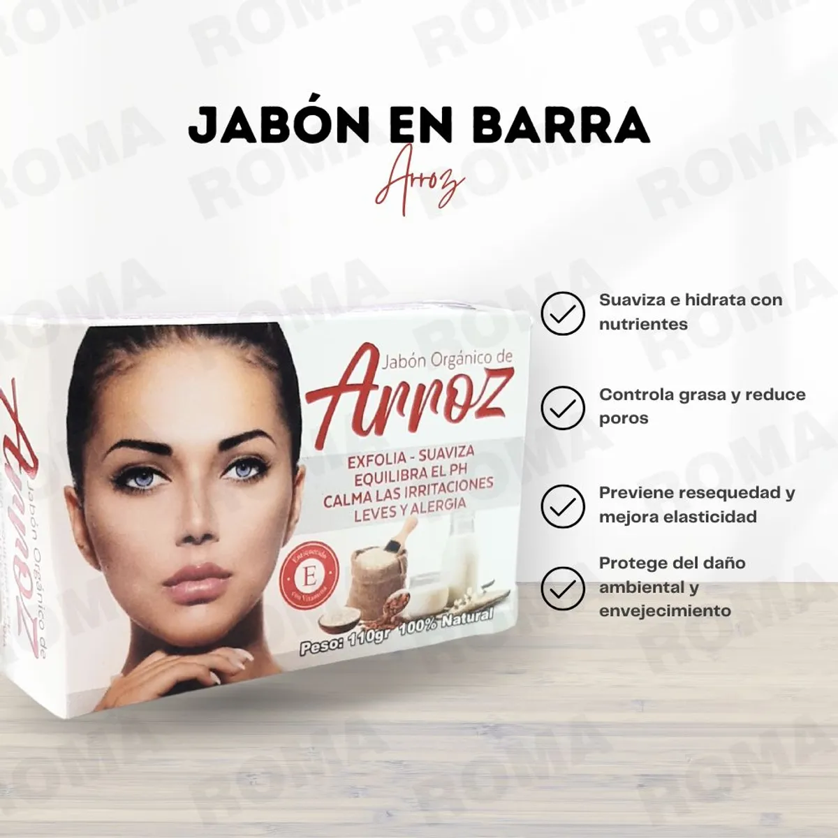 GENERICO - PACK 2 JABONES EN BARRA DE ARROZ 220G