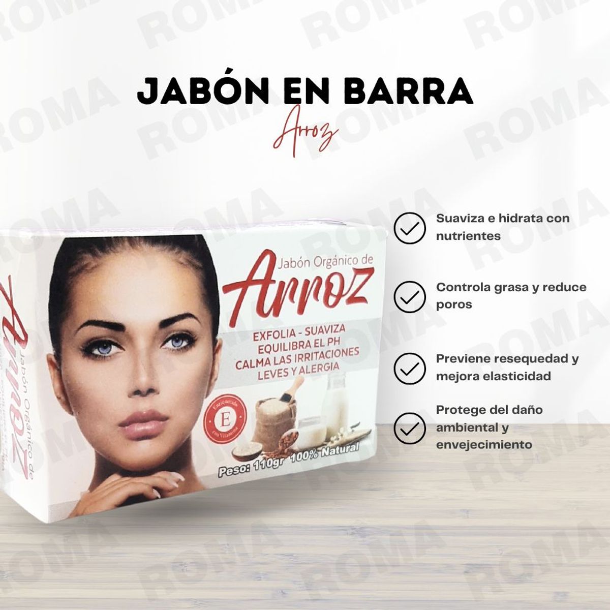GENERICO - PACK 3 JABONES EN BARRA DE ARROZ 330G