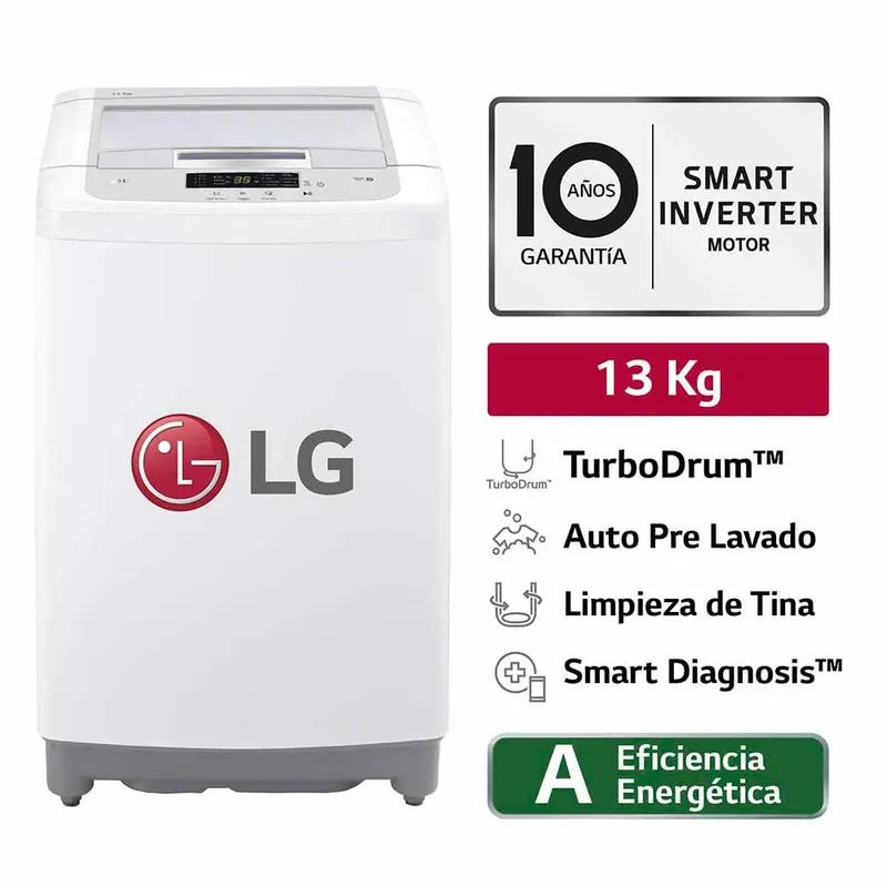 LG - Lavadora LG Carga Superior 13 Kg WT13WPBK Blanco