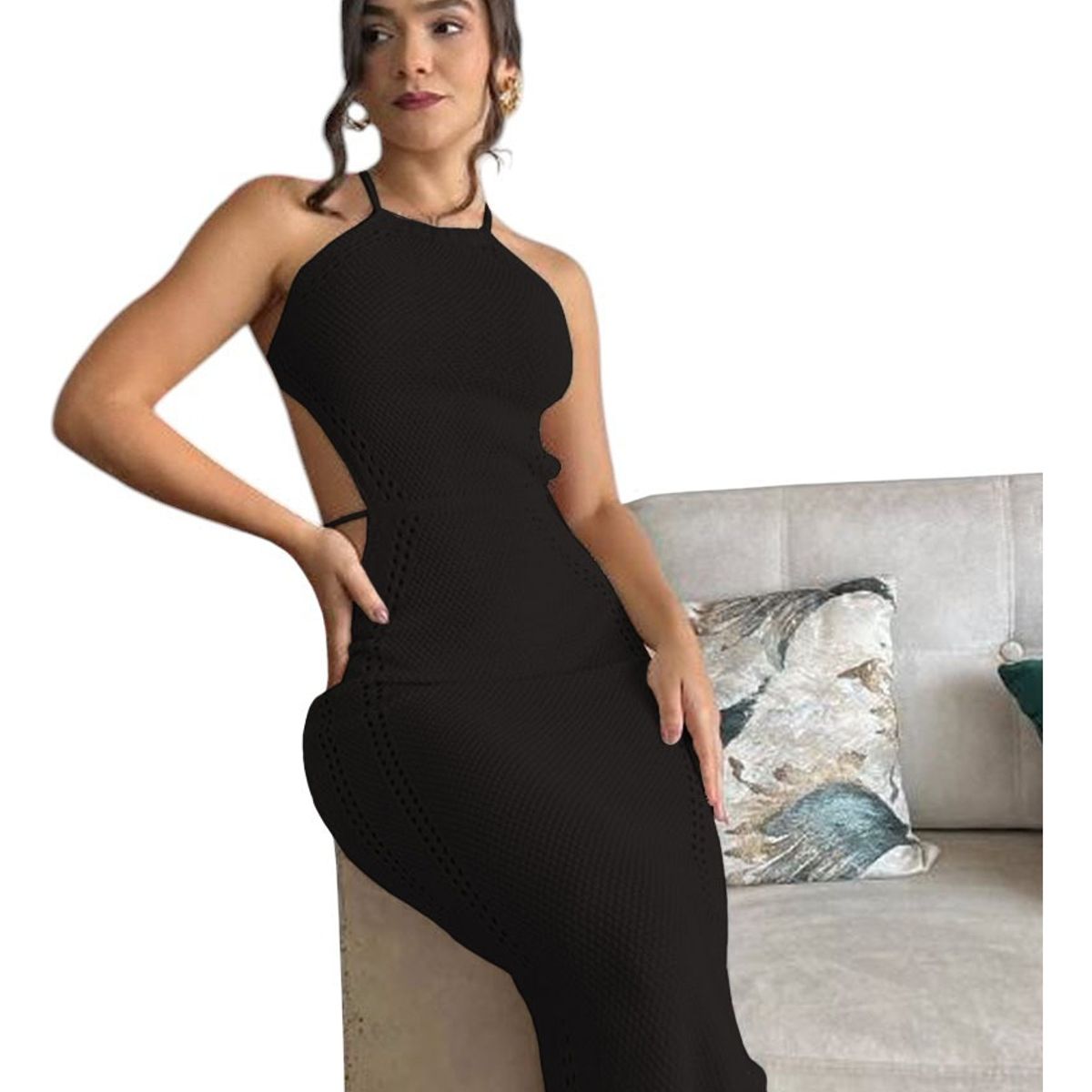 GENERICO - Vestido Mujer Hilo Maxi G359-28 Color Negro